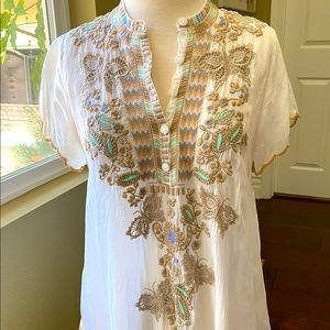 Johnny Was White Monark Tunic, Small